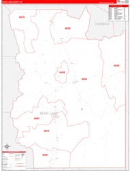 Bear Lake County, ID Wall Map Zip Code Red Line Style 2024